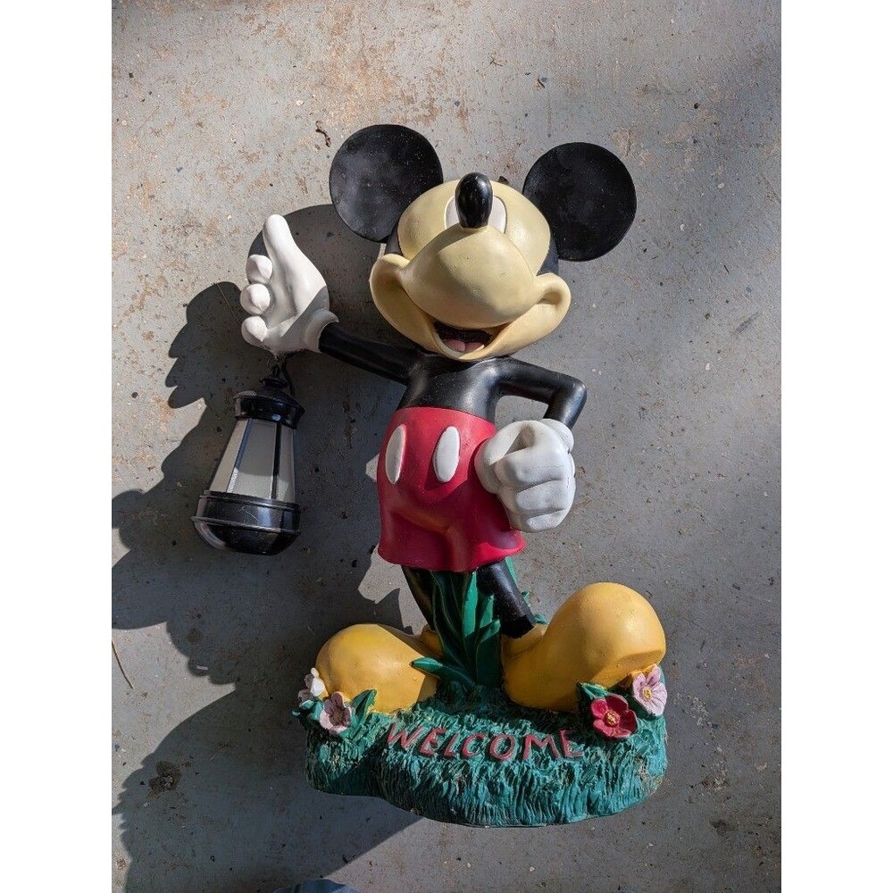 Disney Mickey Mouse Welcome Garden Statue Solar Light Outdoor Figurine 18"